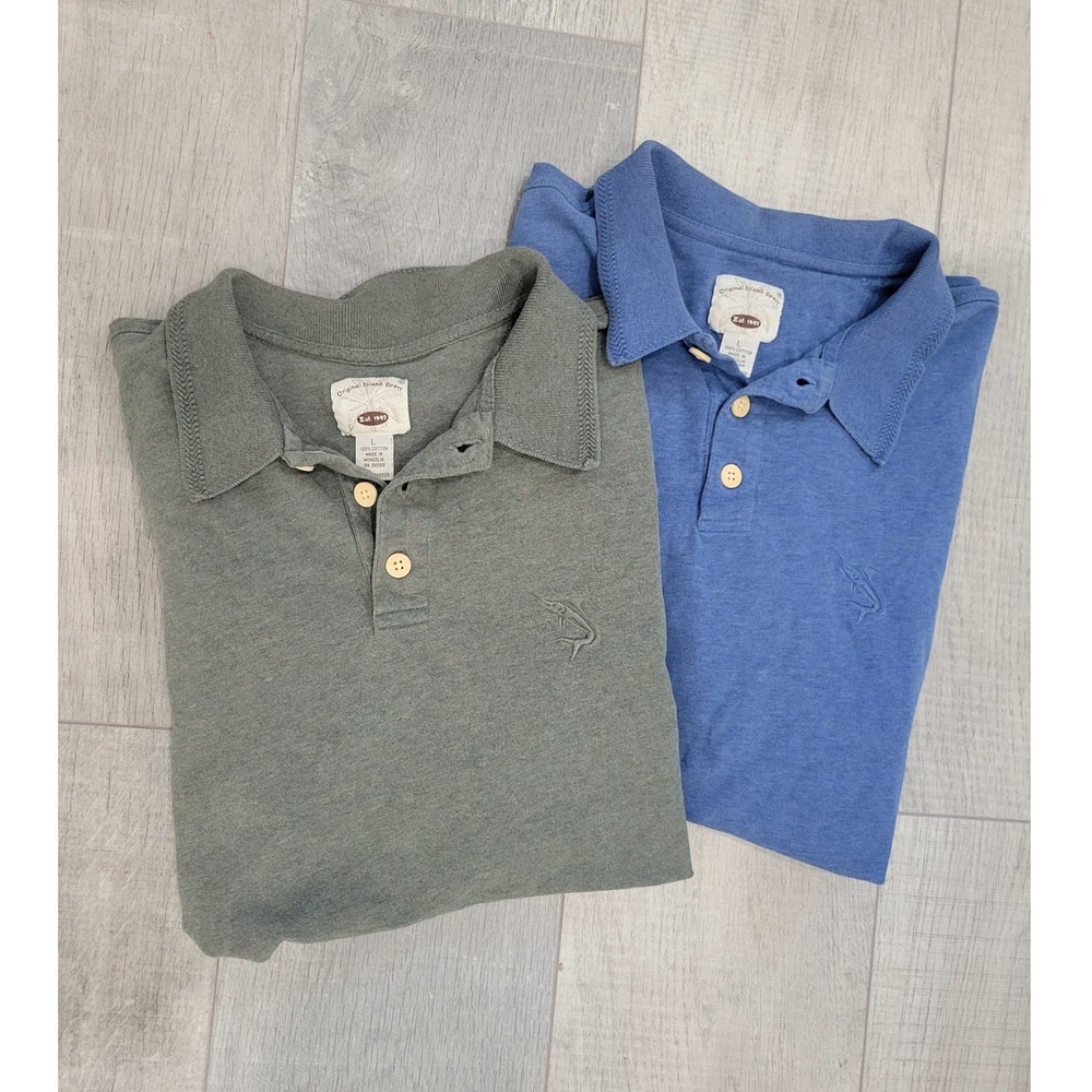 Original Island Sport Mens Polo Shirts Short Sleeve Green Blue Est 1993 Cotton L